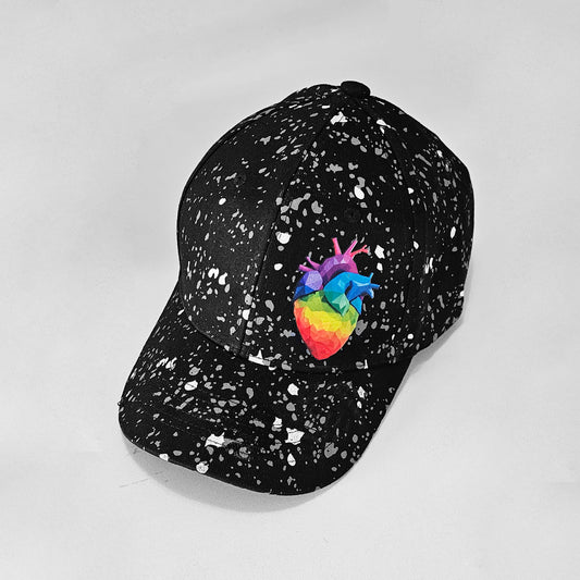 3D HAPPY HEART BLACK CAP