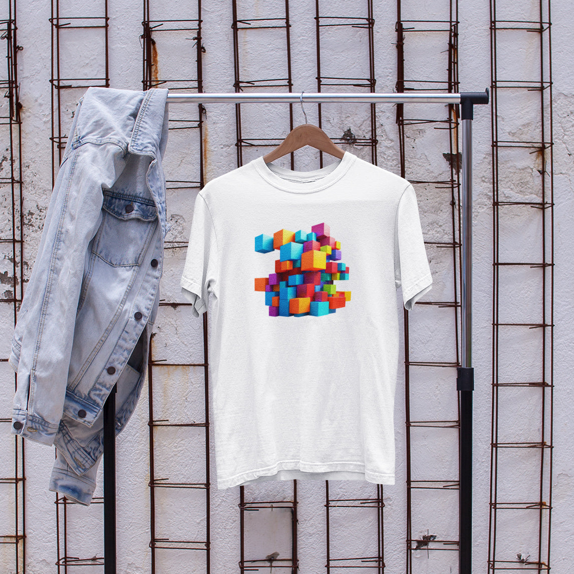 3D CUBES WHITE TEE  II