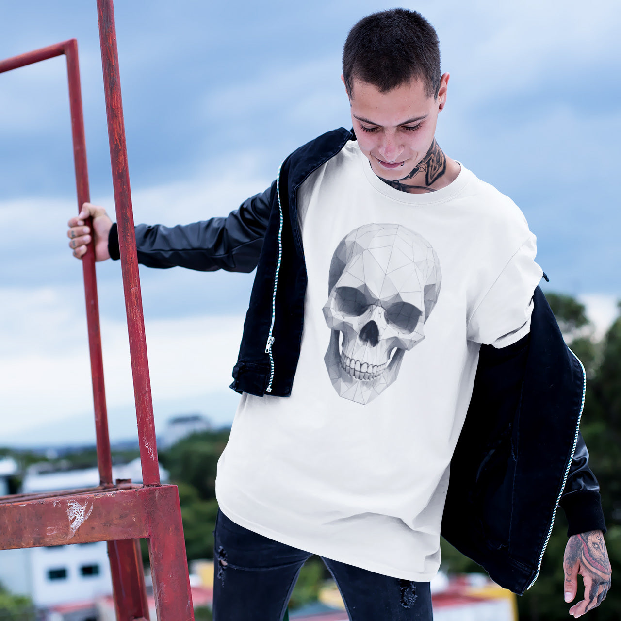 PARAMETRIC SKULL WHITE TEE